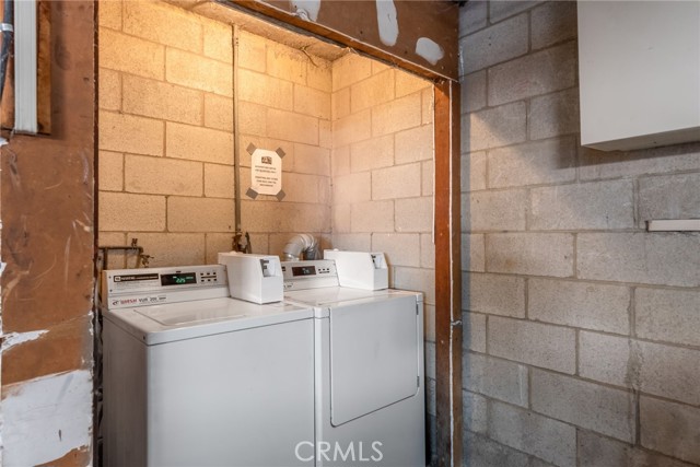 Shared laundry in underground parking area