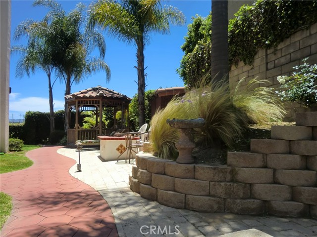 Back Yard with Gazebo, Fire Table & Grill, Mature Palms