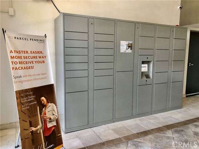 mail boxes and pick up area in the lobby
