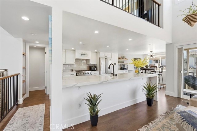 Kitchen flows to living space