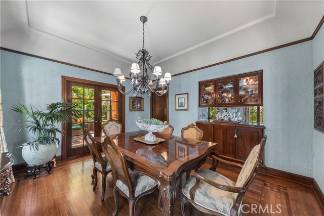 Beautiful French doors open to backyard