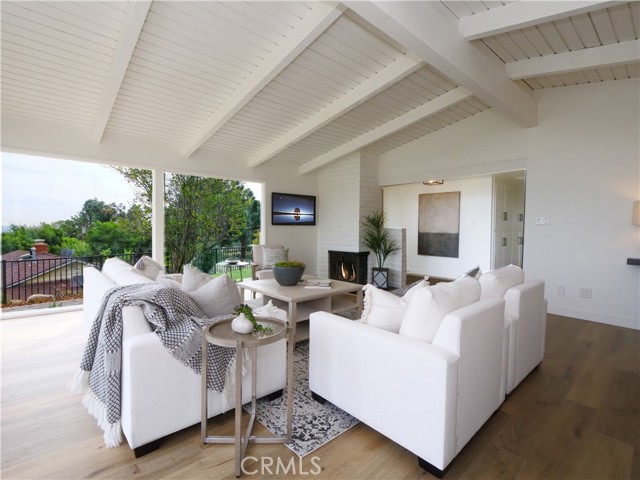 Living area with fireplace