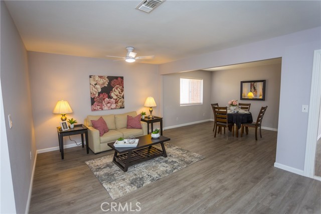 Living room and dining area