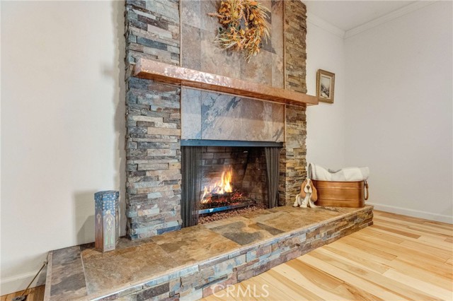 Slate Fireplace with copper hammered mantle