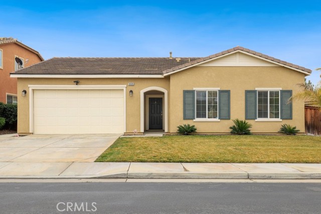 Are you searching for that elusive single-story, pool home in Beaumont? If so, make sure to view this 4 bedroom /2 bathroom single-story in the gated community of Tournament Hills. Built in 2013 on a large 8,276 SF lot, this property has 1611 SF of living space with beautiful mountain views. The interior offers an open and spacious layout with laminate wood flooring, a Nest Thermostat, and natural light galore! The entry door opens to the Great Room with LED recessed lights and ceiling fan. The large kitchen includes granite countertops, white cabinetry, a built-in workstation, stainless steel appliances with 5-burner Whirlpool stove and dishwasher, a deep single basin sink with garbage disposal that was replaced in 2020, a walk-in pantry and a glass door to the backyard. All of the bedrooms are generously sized and offer ceiling fans, and there is a full-size hall bathroom with dual sink vanity. The primary bedroom has a great walk-in closet and the ideal ensuite with soaking tub/shower and dual sinks. Both of the bathrooms feature quartz countertops and newer toilets. A in-home laundry room with included Samsung washer and dryer, and direct garage access to the 2-car garage with epoxy flooring and overhead metal shelving complete the home. Enjoy the private backyard with a hybrid pool (in ground pool with plastic liner and newer pool pump in 2020). Relax on the concrete patio under the Alumawood patio cover with an included Smart TV, 2 fans, 3 sun shades, and enjoy the built-in firepit! There is a gas stub, dusk-to-dawn lights, custom exterior lights, a grass yard and small hillside with boulder retaining wall.  Low HOA fees include a catch and release lake, walking trails, gazebo, picnic area and 2 playgrounds. Close to Tukwet Canyon PGA Golf Course, schools, shopping, Cabazon Outlet Mall and just over 30 miles to Palm Springs! Also easy access to the 10 & 60 Fwys.