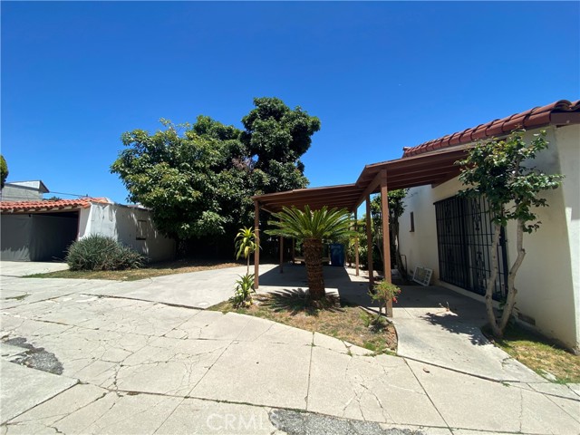 Backyard with 1-car garage