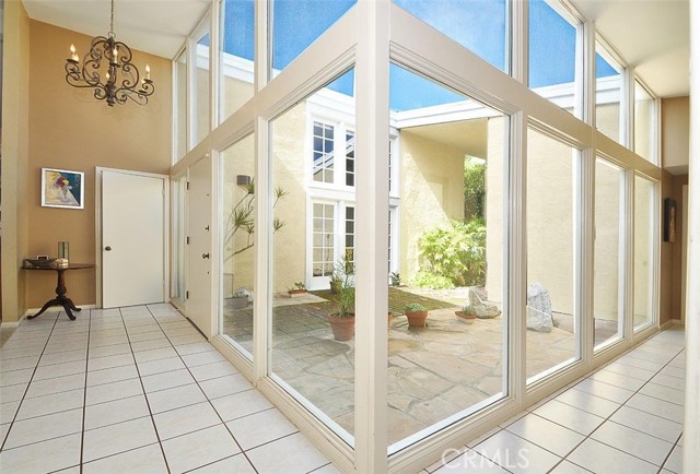 Glass hallways overlooking the front courtyard