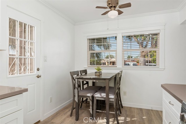 Kitchen with access door to side yard.