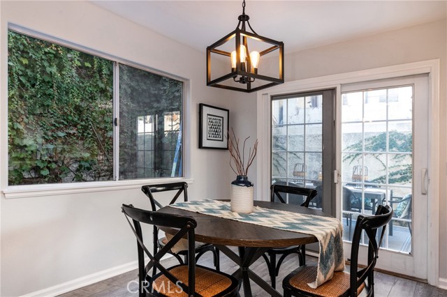 Dining area leads to backyard