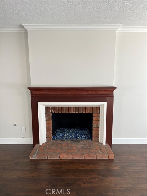Fireplace in living room.
