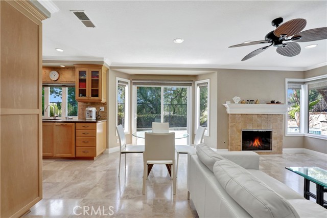 Family room with view to patio & pool area