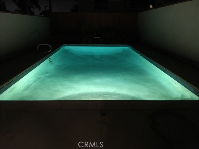 Pool at night. Lights and also heated.