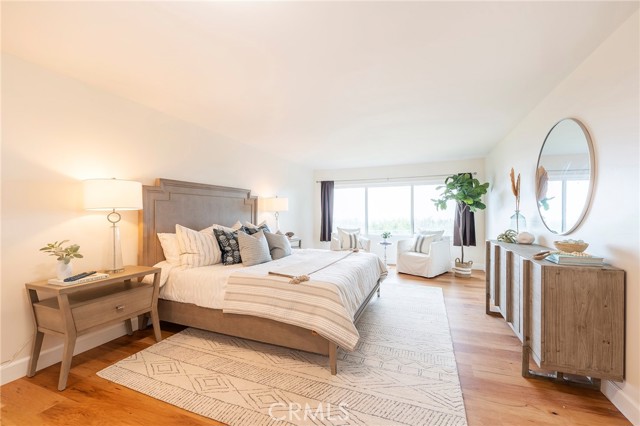 Master bedroom with views of city and harbor