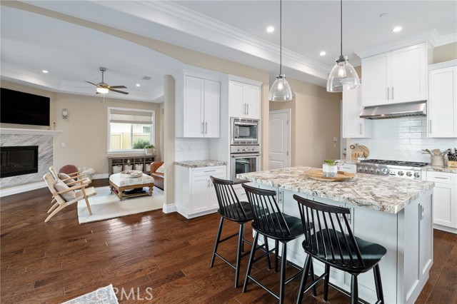 kitchen and dining area flow into living room