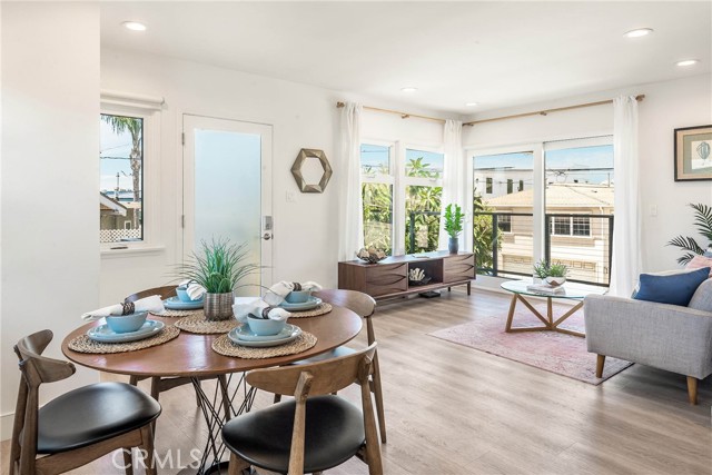 Downstairs living, dining and open concept kitchen