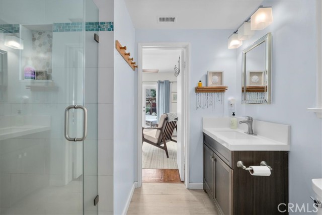 View of vanity in bathroom 2