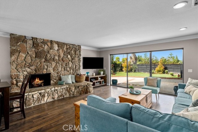 Family room with gas fireplace.