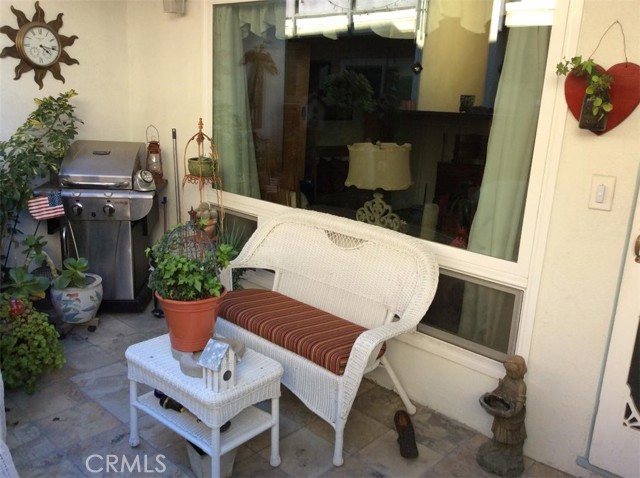 The patios are covered with slate tiles.