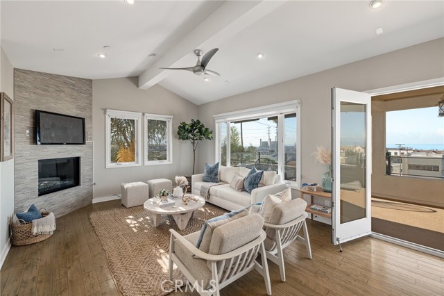 French doors open to oversized balcony