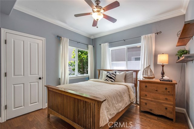 First level bedroom.  Window to the left looks out towards the south side of property.