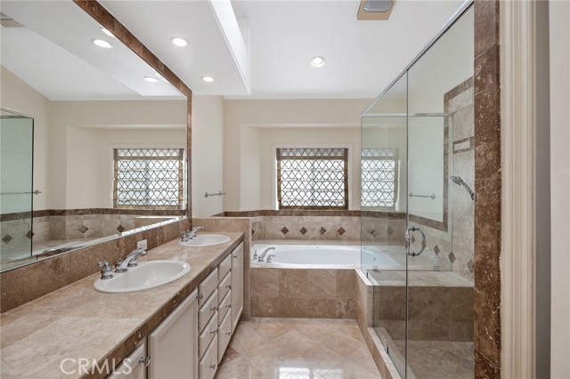 Master bath with separate shower, dual sinks