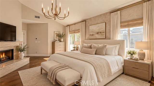 Virtually staged Primary suite