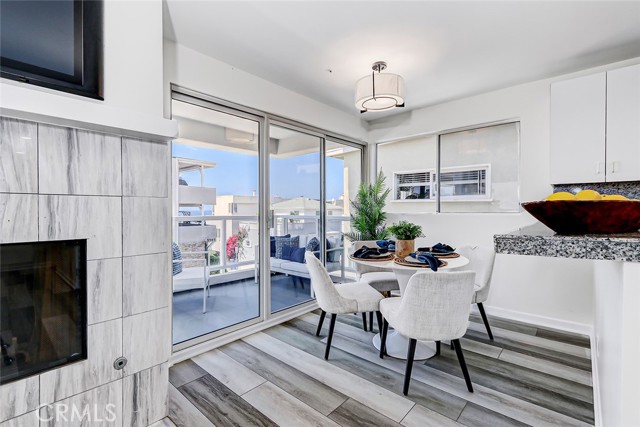 The dining room extends to a large ocean viewing deck.
