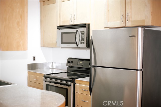 Kitchen with built in appliances.