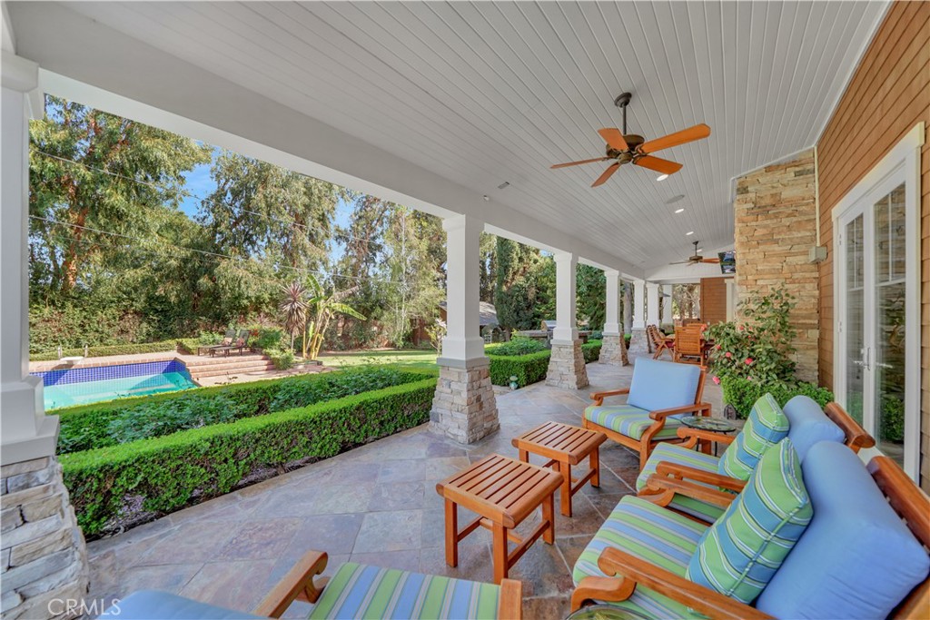 Back patio overlooking the pool