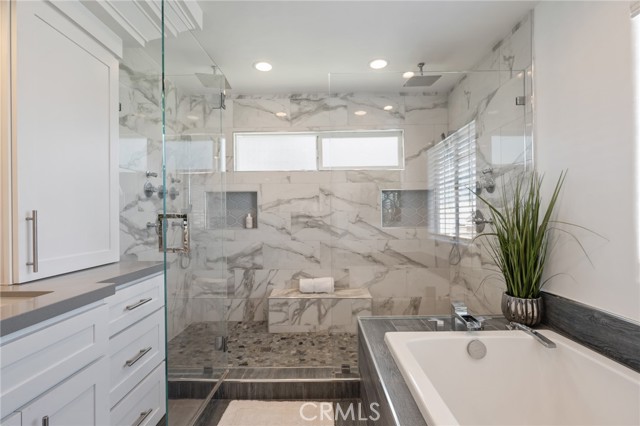 Gorgeous spa main en-suite shower and bathtub