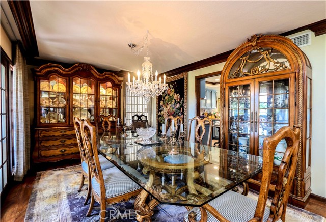 Well appointed Dining Room with French Doors