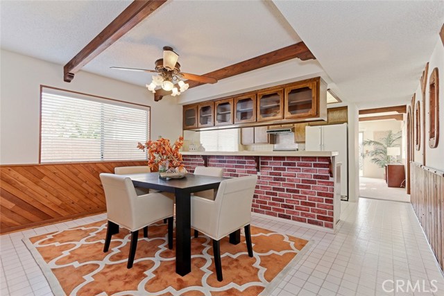 Kitchen opens to dining room