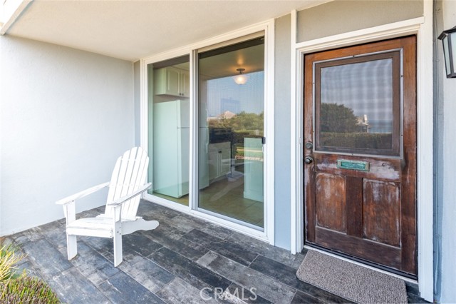 Tiled front patio area.