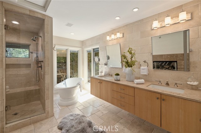 Zen-like primary en suite bathroom