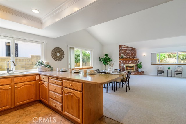 Open and spacious  kitchen facing dining area and into family room
