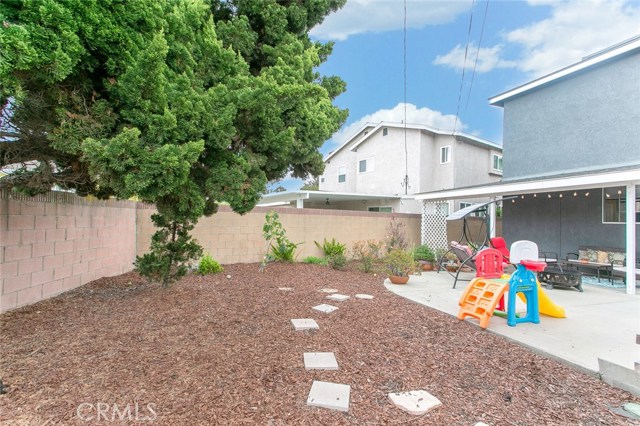 Fenced and semi-covered Patio and Backyard is perfect for family gatherings and playground for kids.