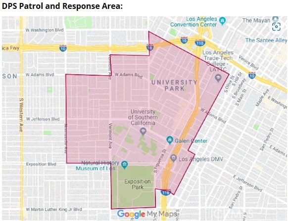 In the USC patrol and response safe zone