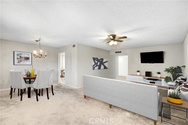 Virtually staged Living/Dining room