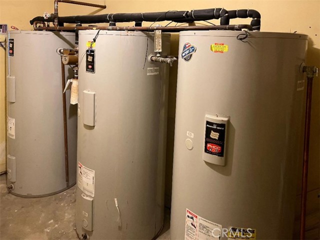 There are three 100 gallon hot water holding tanks in addition to two 50 gallon hot water tanks.