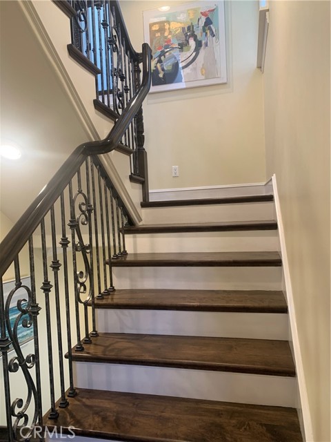 Beautiful wood floor stairway