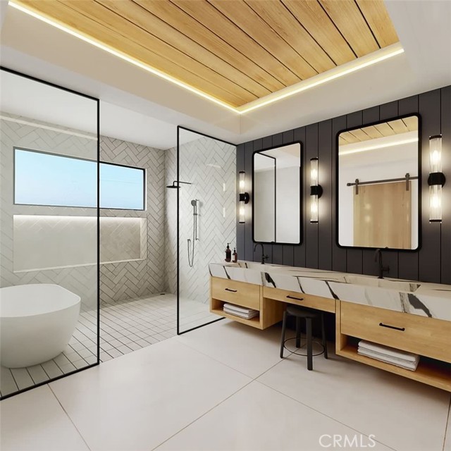 Rendering of master bathroom.