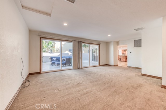 Family room looks out onto the patio