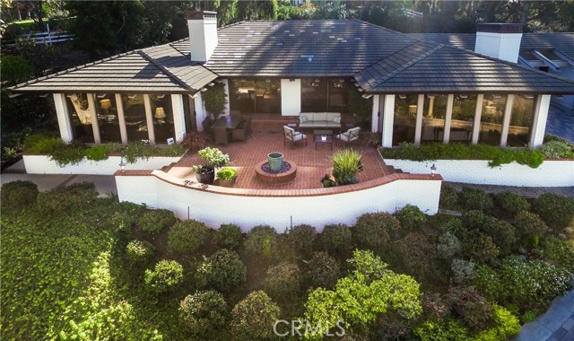 Aerial of Front of the Home and Entertaining Patio