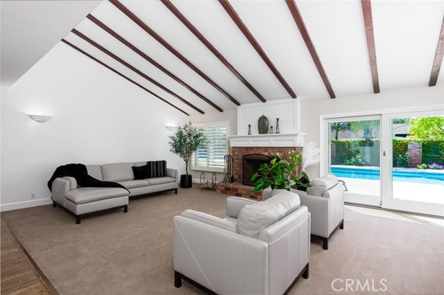 Sliding glass doors to backyard from living room