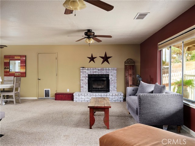 Living room with fireplace and lots of south facing light