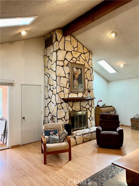 Stone fireplace