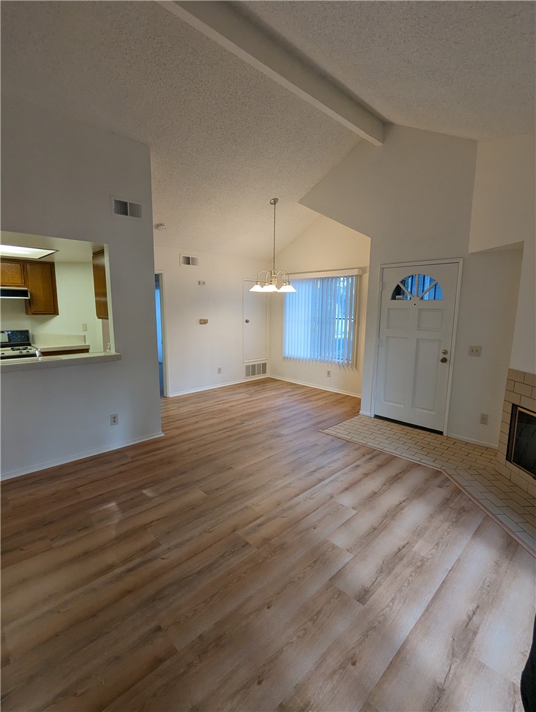 This spacious, upper, corner-unit, with two bedrooms, one bath condominium, in the highly desired Park Meadows community has been newly renovated. This includes luxury vinyl plank flooring and new paint throughout the home, as well as a new shower/bathtub.  Home features include a Master Bedroom with a private vanity, a sliding glass door that leads to a large patio/deck where you can enjoy time outdoors among the pine trees. The second bedroom on the opposite side of the unit also includes a private vanity and a small balcony.  The open concept living area includes a gas fireplace to enjoy the winter nights. The property also includes an inside washer/dryer, central air and heating, and two covered parking spaces. The community includes a pool and two spas for relaxation. If you enjoy golf, Los Amigos Golf Course is just across the street.
Offers should be submitted with a prequalification letter and proof of funds for the down payment.
