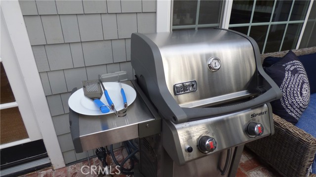Gas BBQ for grilling.