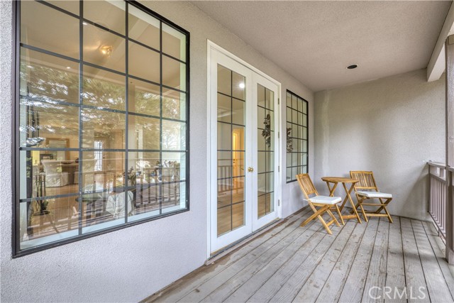 French doors lead to a deck
