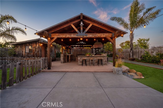 Outdoor kitchen and entertainment area